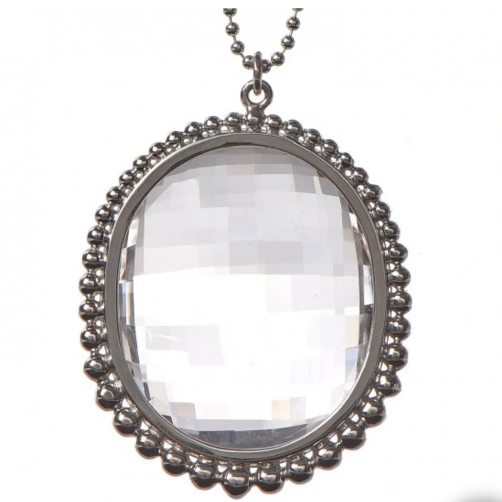 TIFFANY Sterling Silver Crystal Ziegfeld Oval Pendant Necklace - Picture 5 of 9